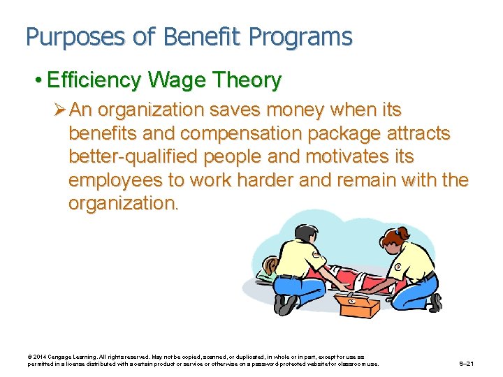 Purposes of Benefit Programs • Efficiency Wage Theory Ø An organization saves money when