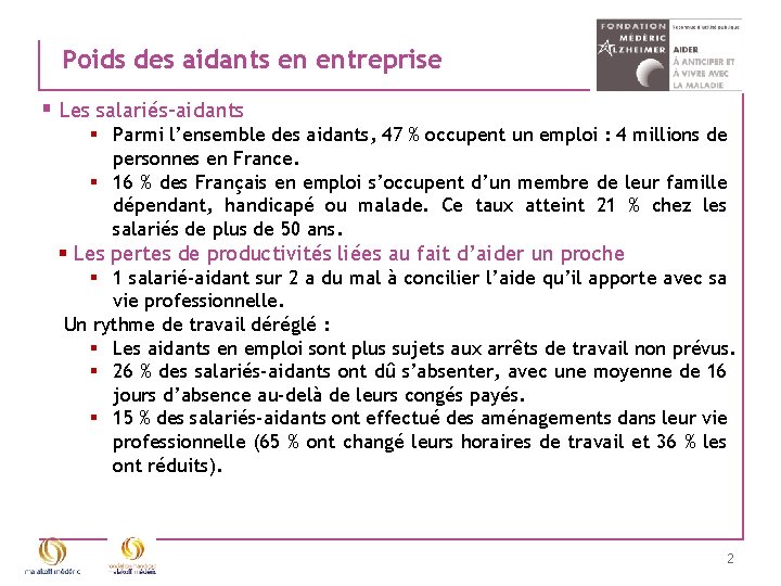 Poids des aidants en entreprise § Les salariés-aidants § Parmi l’ensemble des aidants, 47