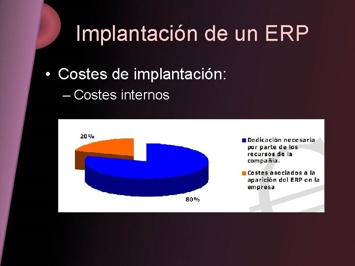 Implantación de un ERP • Costes de implantación: – Costes internos 