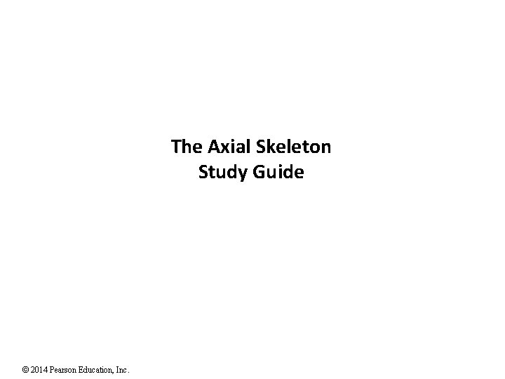 The Axial Skeleton Study Guide © 2014 Pearson Education, Inc. 