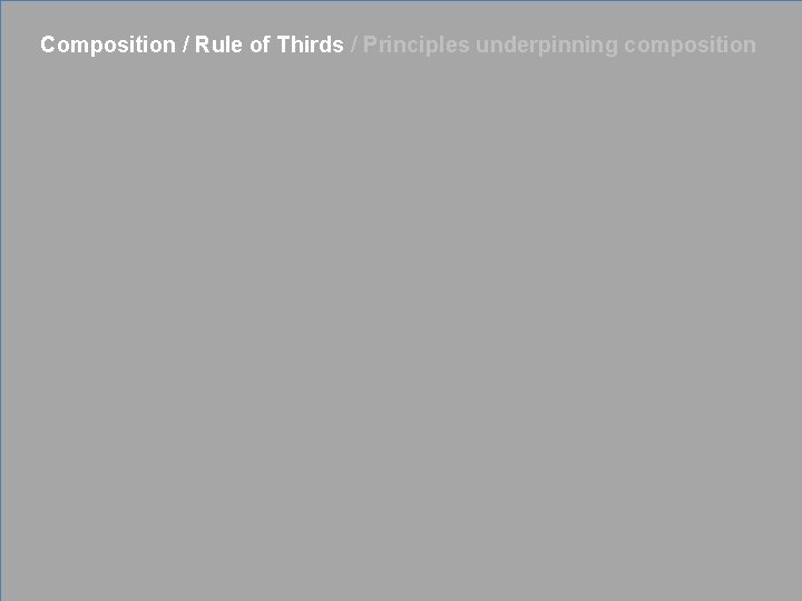 Composition / Rule of Thirds / Principles underpinning composition 