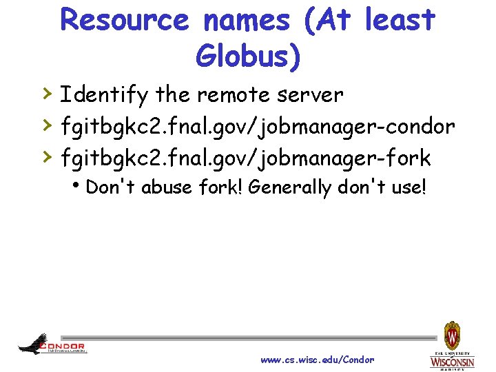 Resource names (At least Globus) › Identify the remote server › fgitbgkc 2. fnal.