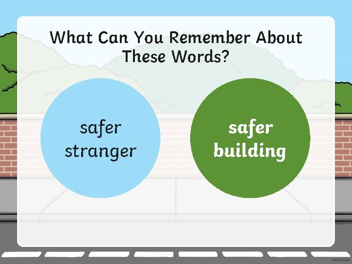 What Can You Remember About These Words? safer stranger safer building 