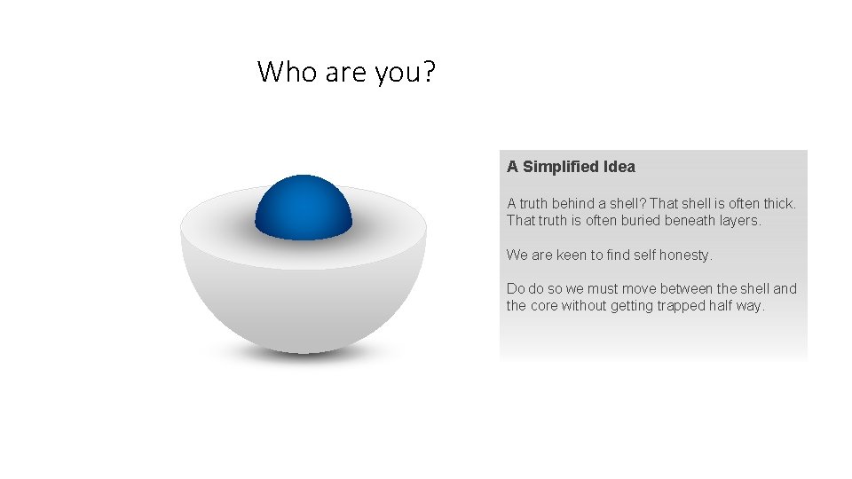 Who are you? A Simplified Idea A truth behind a shell? That shell is