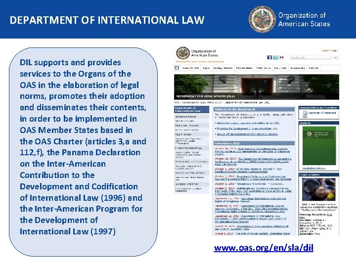 DEPARTMENT OF INTERNATIONAL LAW DIL supports and provides services to the Organs of the