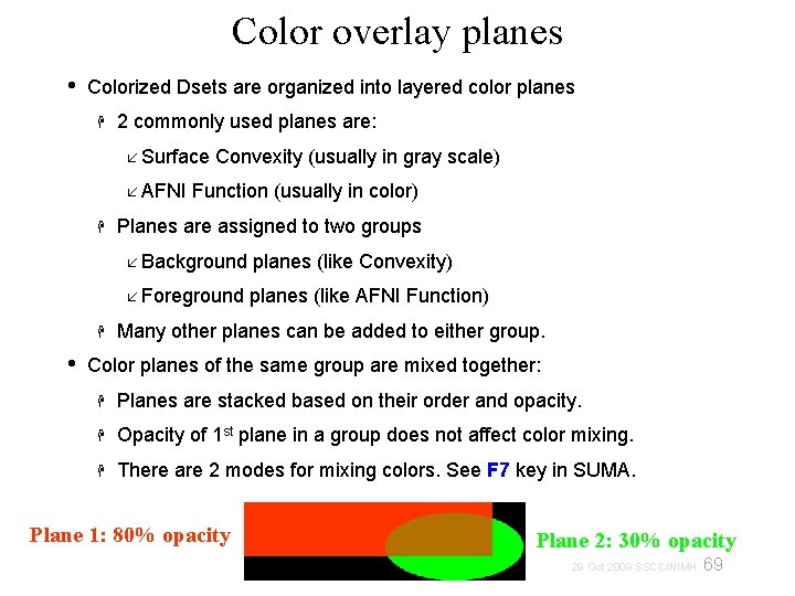 Color overlay planes • Colorized Dsets are organized into layered color planes 2 commonly