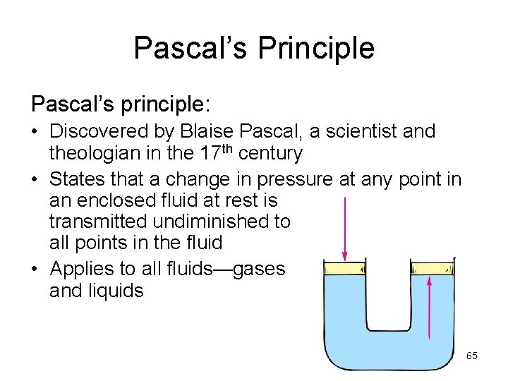 Pascal’s Principle Pascal’s principle: • Discovered by Blaise Pascal, a scientist and theologian in