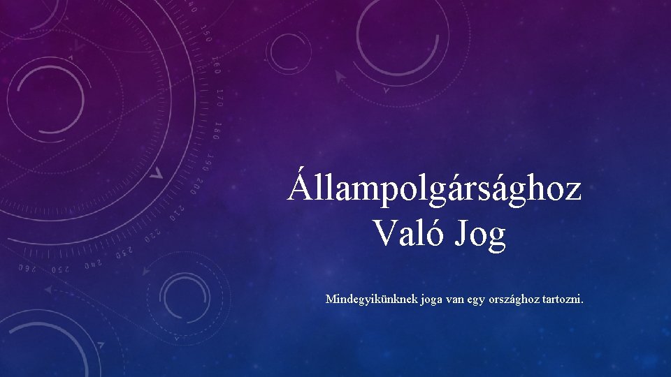 Állampolgársághoz Való Jog Mindegyikünknek joga van egy országhoz tartozni. 