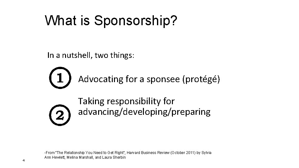 What is Sponsorship? In a nutshell, two things: Advocating for a sponsee (protégé) Taking