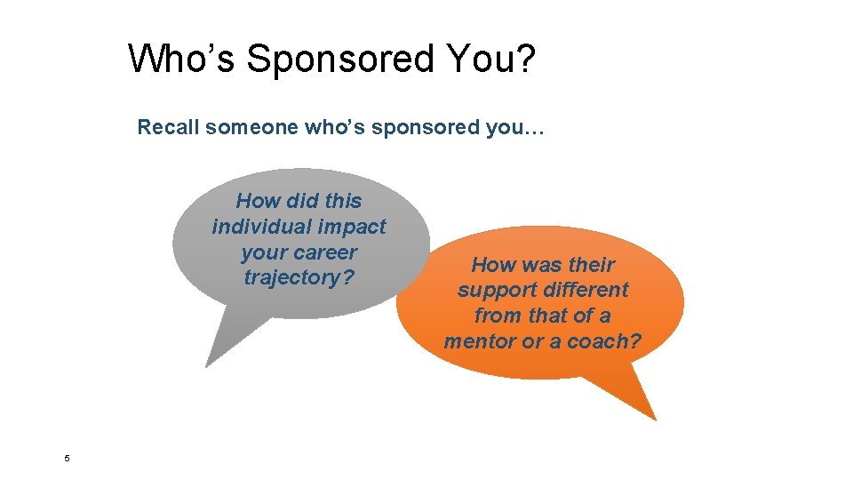 Who’s Sponsored You? Recall someone who’s sponsored you… How did this individual impact your