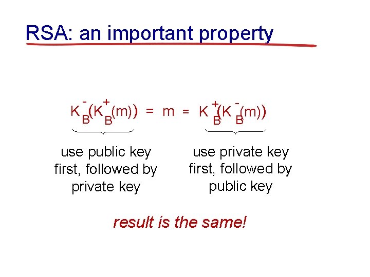 RSA: an important property - + + K (K (m)) = m = K