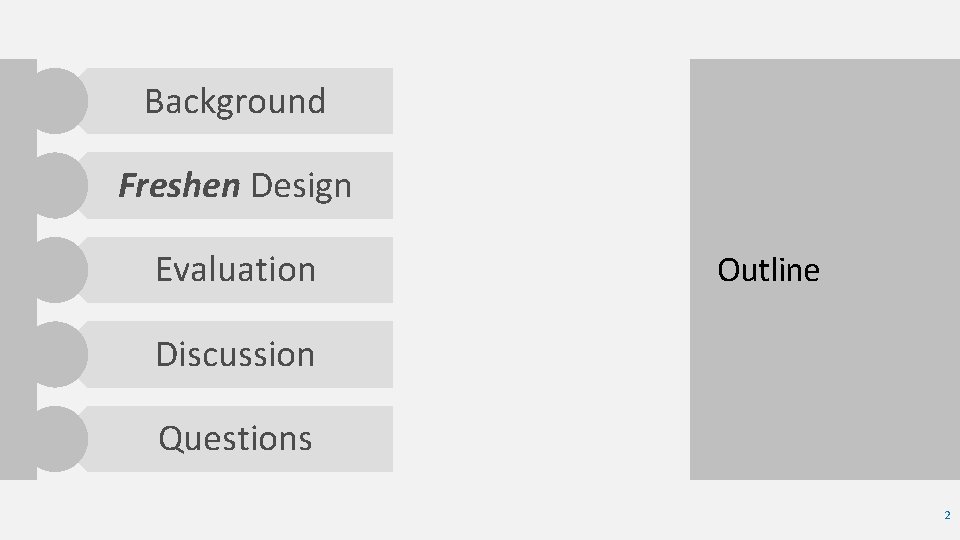 Background Freshen Design Evaluation Outline Discussion Questions 2 