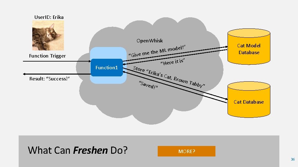 User. ID: Erika Open. Whisk Function Trigger Function 1 Result: “Success!” del!” o m