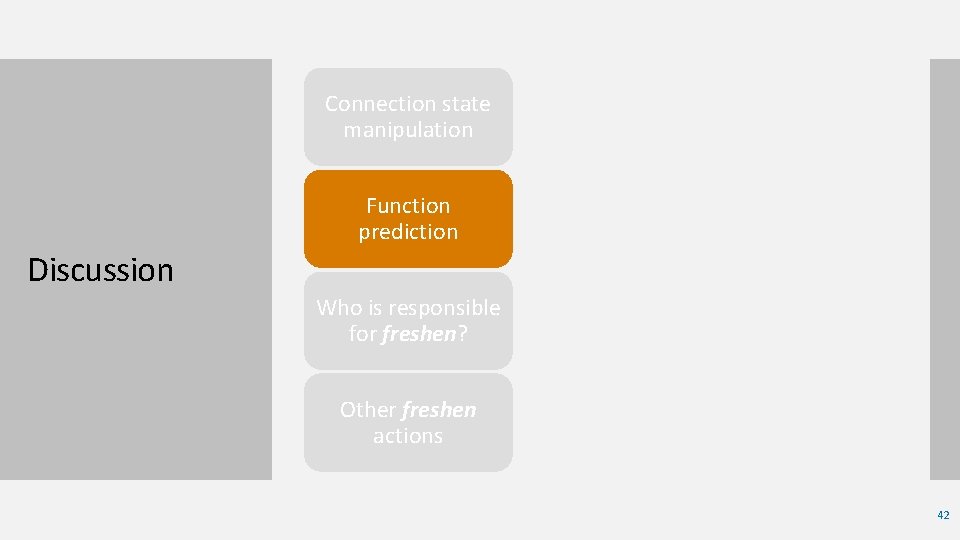 Connection state manipulation • How to access? • Beyond TCP Function prediction • Scalability