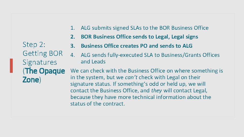 Step 2: Getting BOR Signatures (The Opaque Zone) 1. 2. 3. 4. ALG submits