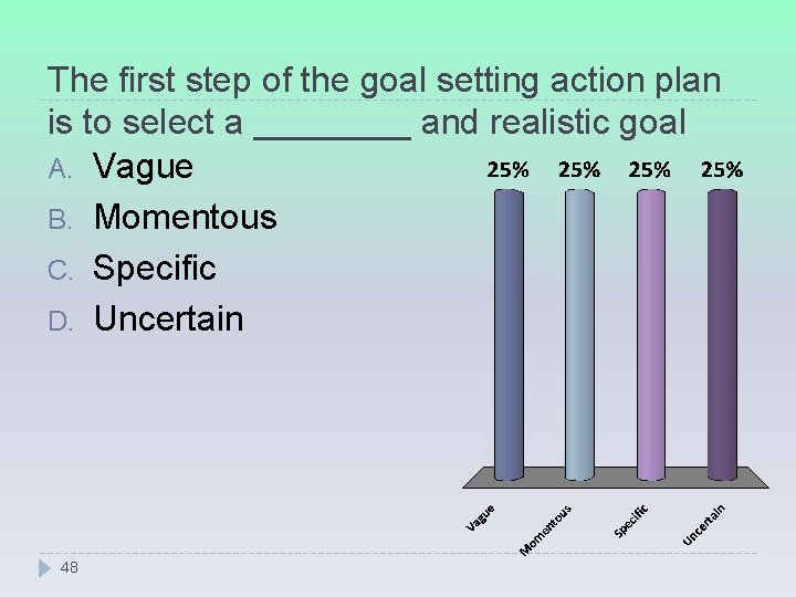 The first step of the goal setting action plan is to select a ____