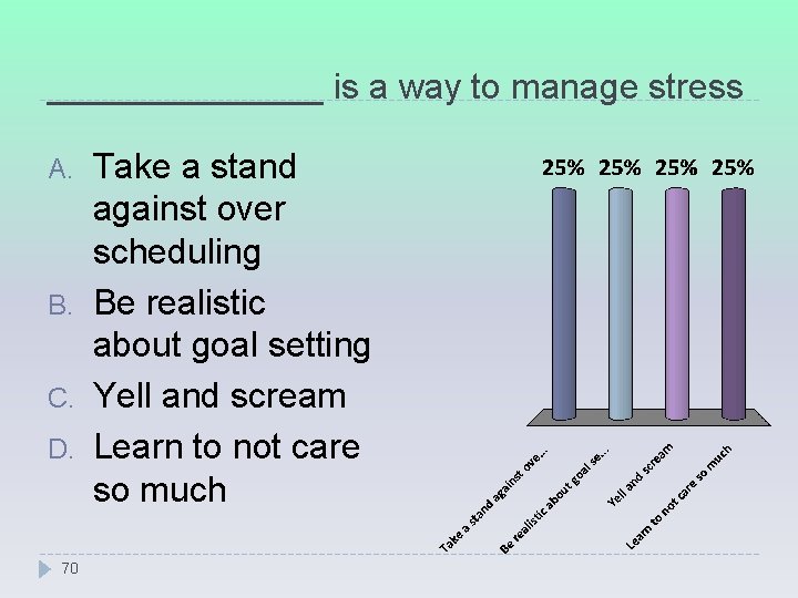 _______ is a way to manage stress A. B. C. D. 70 Take a