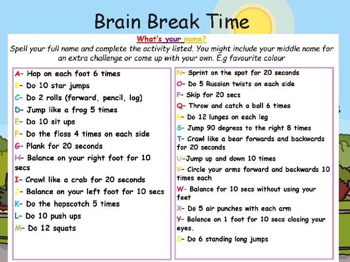 Brain Break Time 