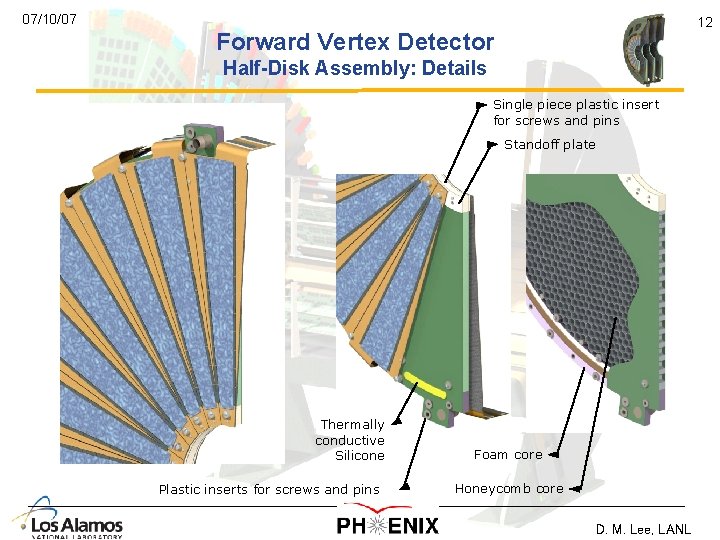 07/10/07 12 Forward Vertex Detector Half-Disk Assembly: Details Single piece plastic insert for screws 07/10/07 12 Forward Vertex Detector Half-Disk Assembly: Details Single piece plastic insert for screws