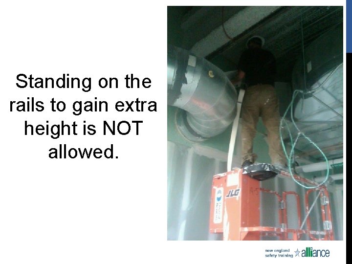 Standing on the rails to gain extra height is NOT allowed. 