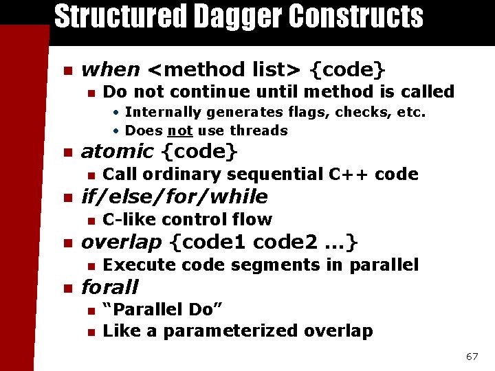 Structured Dagger Constructs n when <method list> {code} n Do not continue until method