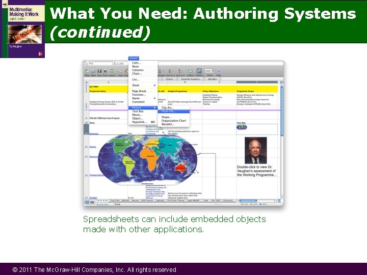 What You Need: Authoring Systems (continued) Spreadsheets can include embedded objects made with other