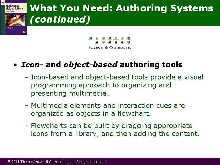 What You Need: Authoring Systems (continued) • Icon- and object-based authoring tools – Icon-based