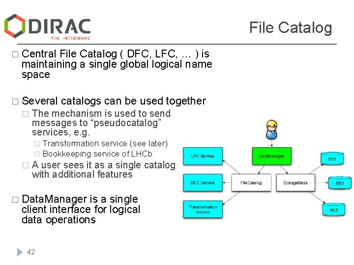 File Catalog � Central File Catalog ( DFC, LFC, … ) is maintaining a File Catalog � Central File Catalog ( DFC, LFC, … ) is maintaining a