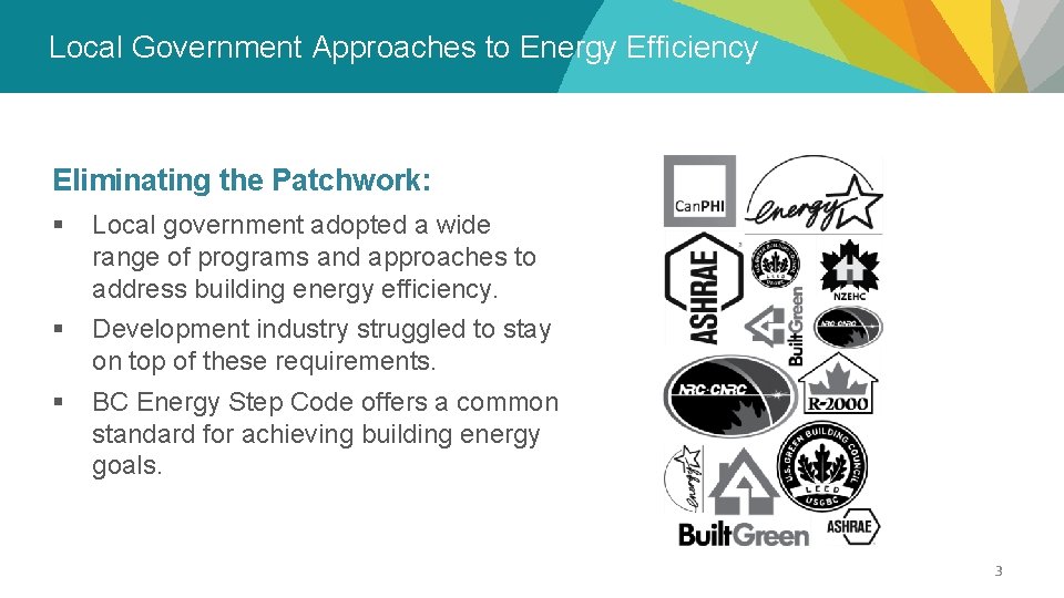 Local Government Energy Approaches Energy Efficiency Step to Code – Overview Eliminating the Patchwork: