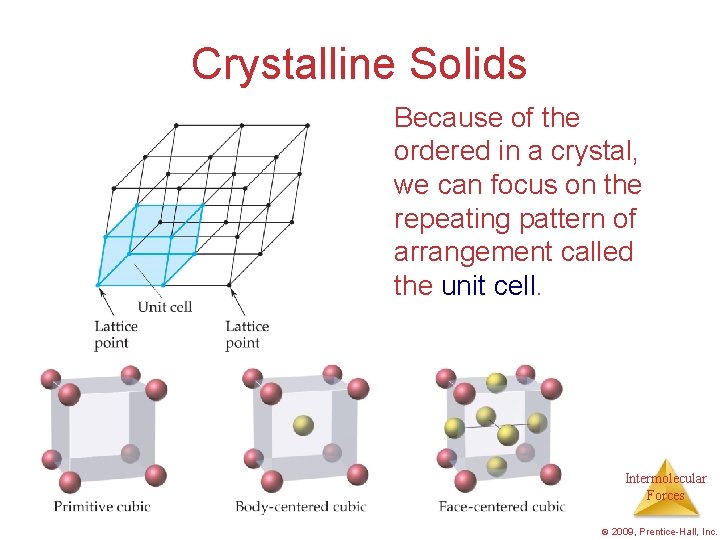 Crystalline Solids Because of the ordered in a crystal, we can focus on the