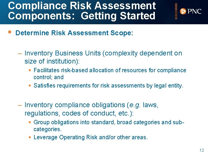 Compliance Risk Assessment Components: Getting Started § Determine Risk Assessment Scope: – Inventory Business