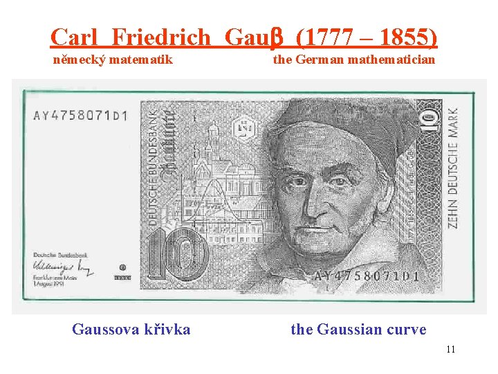 Carl Friedrich Gau (1777 – 1855) německý matematik Gaussova křivka the German mathematician the Carl Friedrich Gau (1777 – 1855) německý matematik Gaussova křivka the German mathematician the