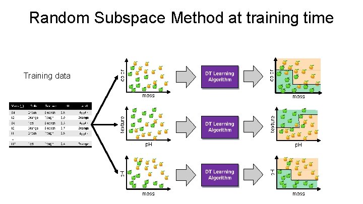 Random Subspace Method at training time Training data 