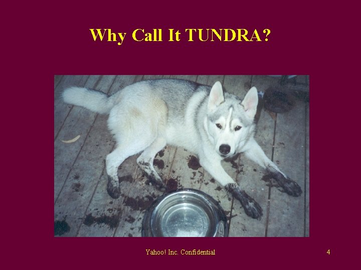 Why Call It TUNDRA? Yahoo! Inc. Confidential 4 