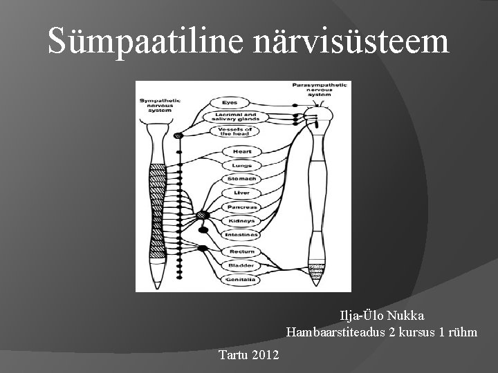 Sümpaatiline närvisüsteem Ilja-Ülo Nukka Hambaarstiteadus 2 kursus 1 rühm Tartu 2012 