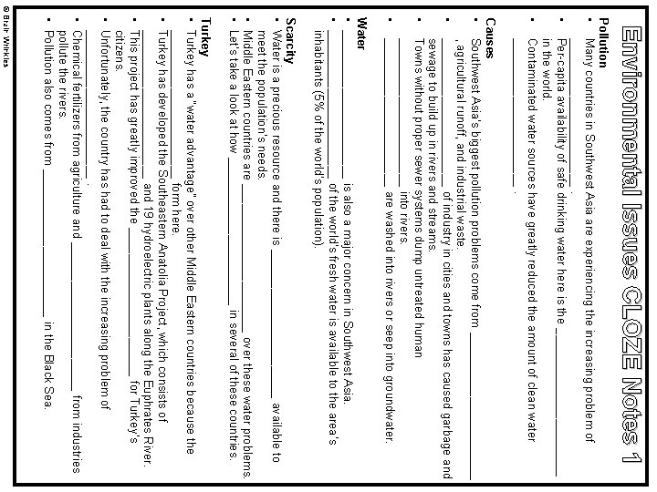 Environmental Issues CLOZE Notes 1 Pollution • Many countries in Southwest Asia are experiencing