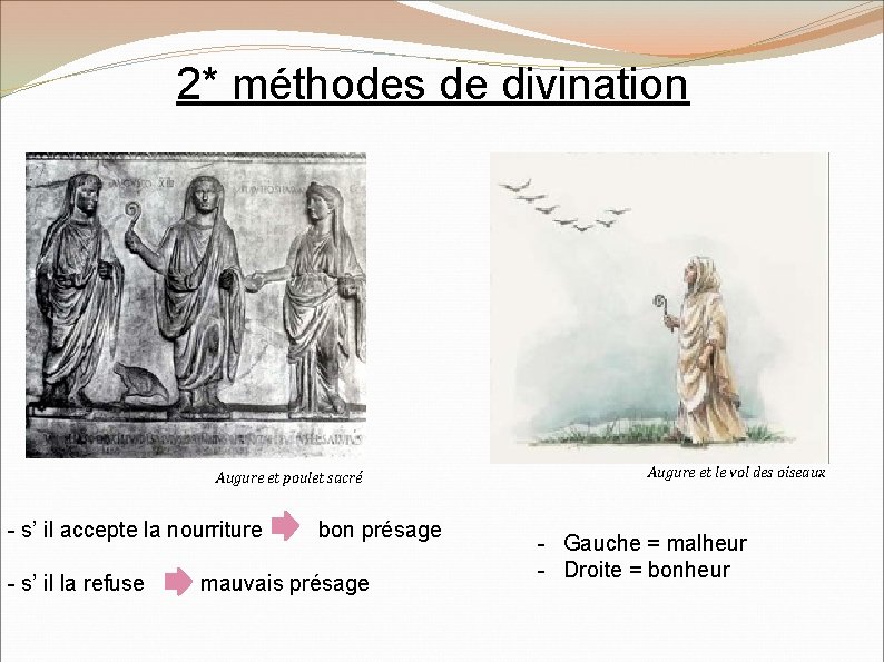 2* méthodes de divination Augure et poulet sacré - s’ il accepte la nourriture