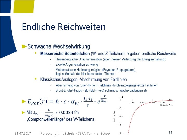 Endliche Reichweiten ► 31. 07. 2017 Forschung trifft Schule - CERN Summer School 32