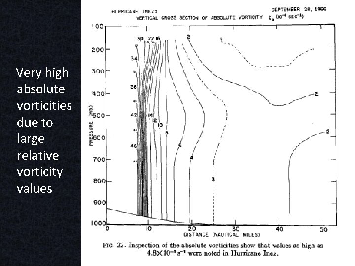 Very high absolute vorticities due to large relative vorticity values 