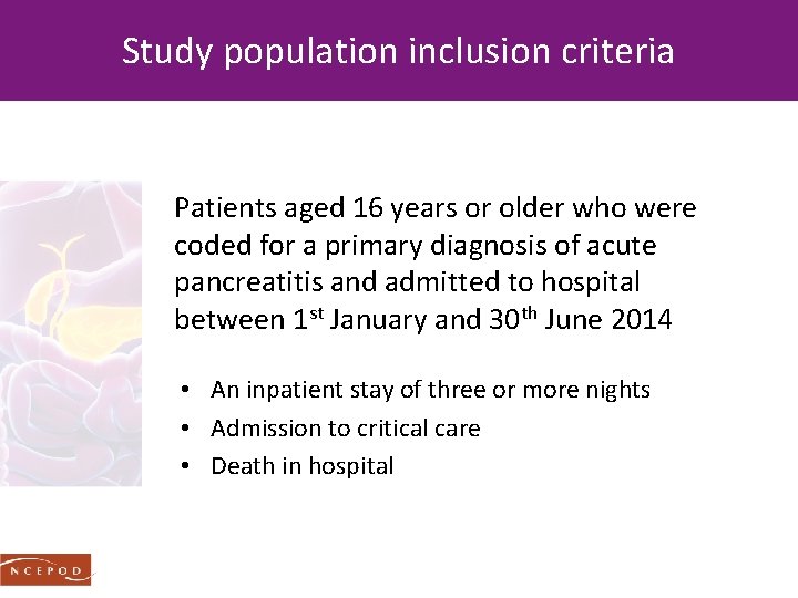 Study population inclusion criteria Patients aged 16 years or older who were coded for