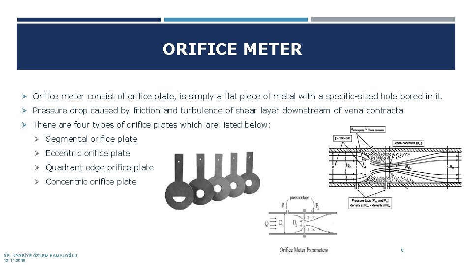 ORIFICE METER Ø Orifice meter consist of orifice plate, is simply a flat piece ORIFICE METER Ø Orifice meter consist of orifice plate, is simply a flat piece