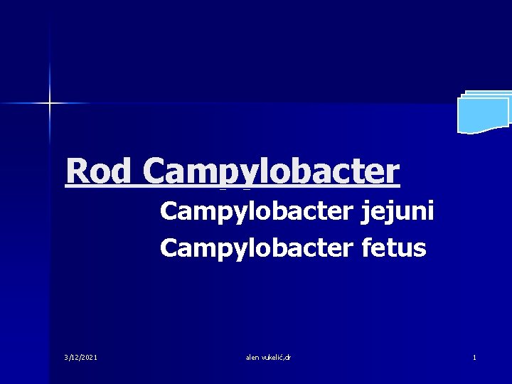 Rod Campylobacter jejuni Campylobacter fetus 3/12/2021 alen vukelić, dr 1 