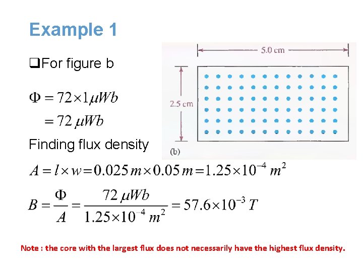 Example 1 q. For figure b Finding flux density Note : the core with Example 1 q. For figure b Finding flux density Note : the core with