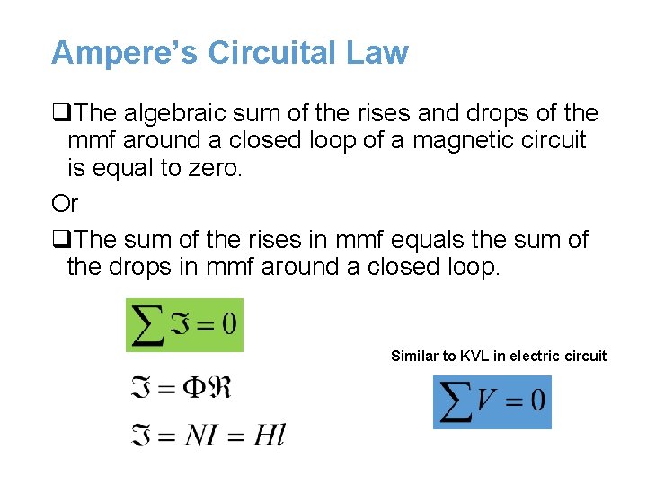 Ampere’s Circuital Law q. The algebraic sum of the rises and drops of the Ampere’s Circuital Law q. The algebraic sum of the rises and drops of the