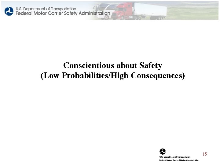 Conscientious about Safety (Low Probabilities/High Consequences) 15 