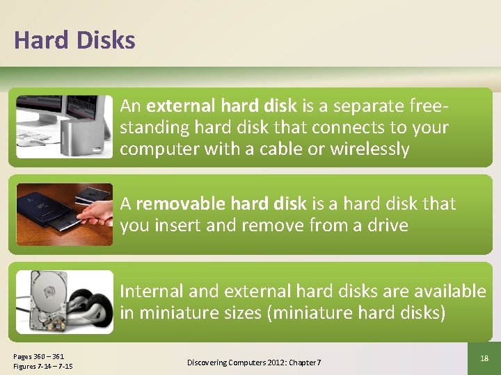 Hard Disks An external hard disk is a separate freestanding hard disk that connects