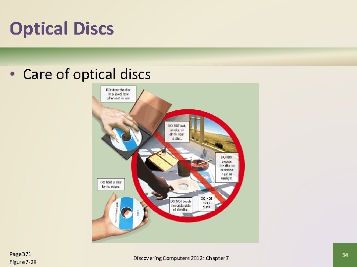 Optical Discs • Care of optical discs Page 371 Figure 7 -28 Discovering Computers