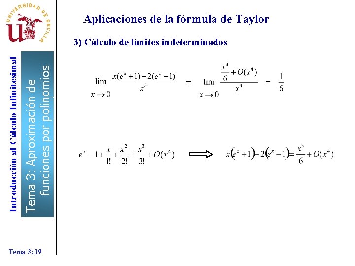 Tema 3: Aproximación de funciones por polinomios Introducción al Cálculo Infinitesimal Aplicaciones de la