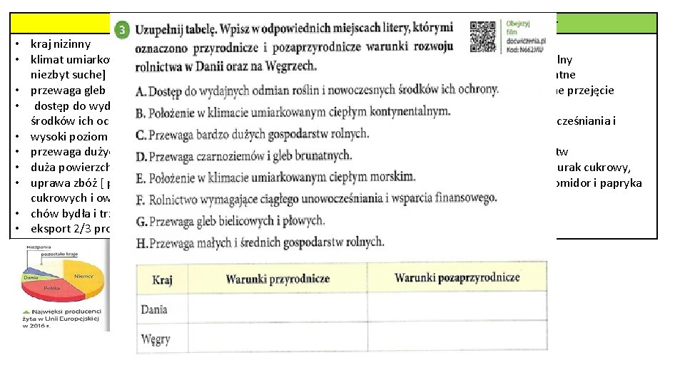 Cechy rolnictwa Danii • kraj nizinny • klimat umiarkowany ciepły morski [zimy łagodne, lata
