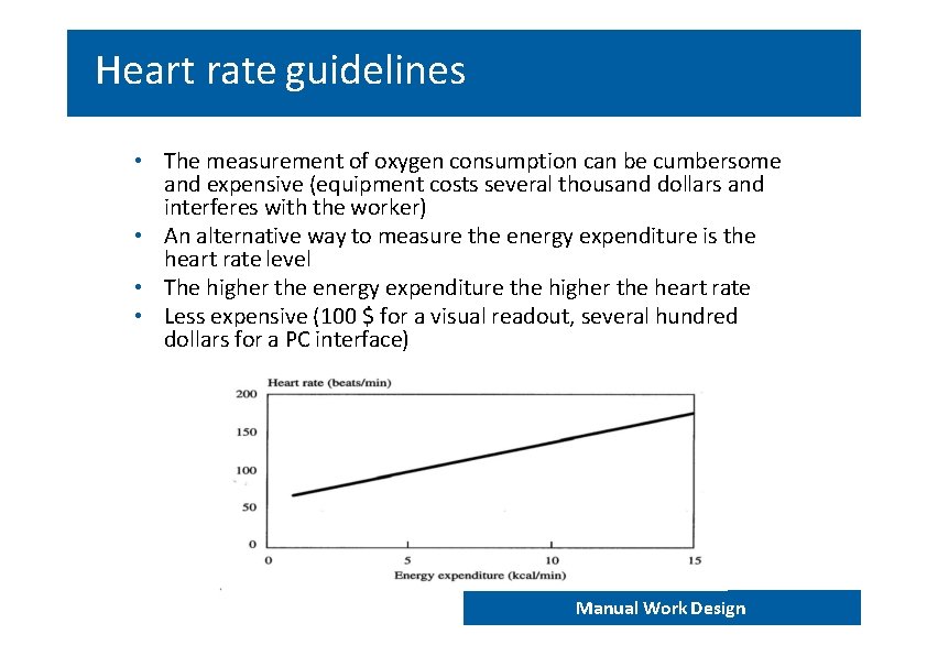 Heart rate guidelines • The measurement of oxygen consumption can be cumbersome and expensive